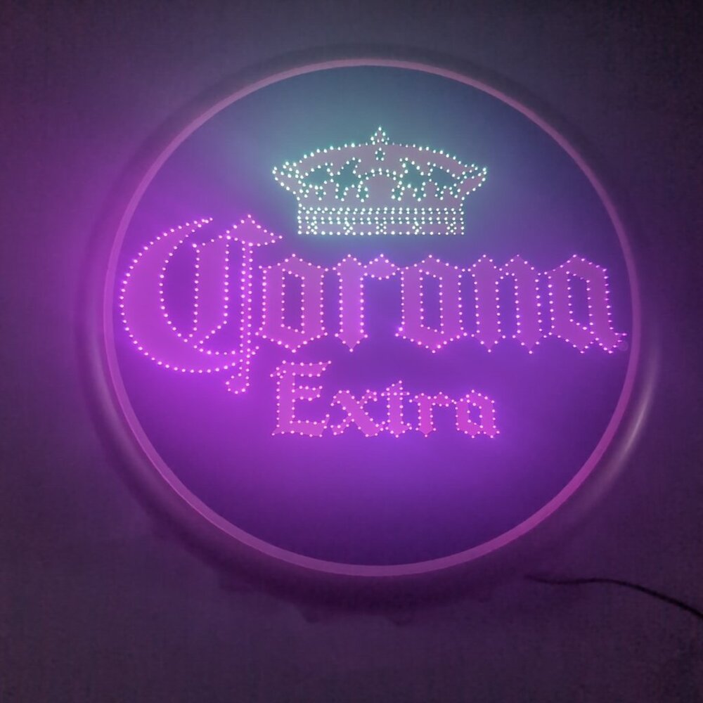 Corona Extra Beer Bottle Cap Wall Light Fiber Optic Gold Blue Vintage 2004 Bar